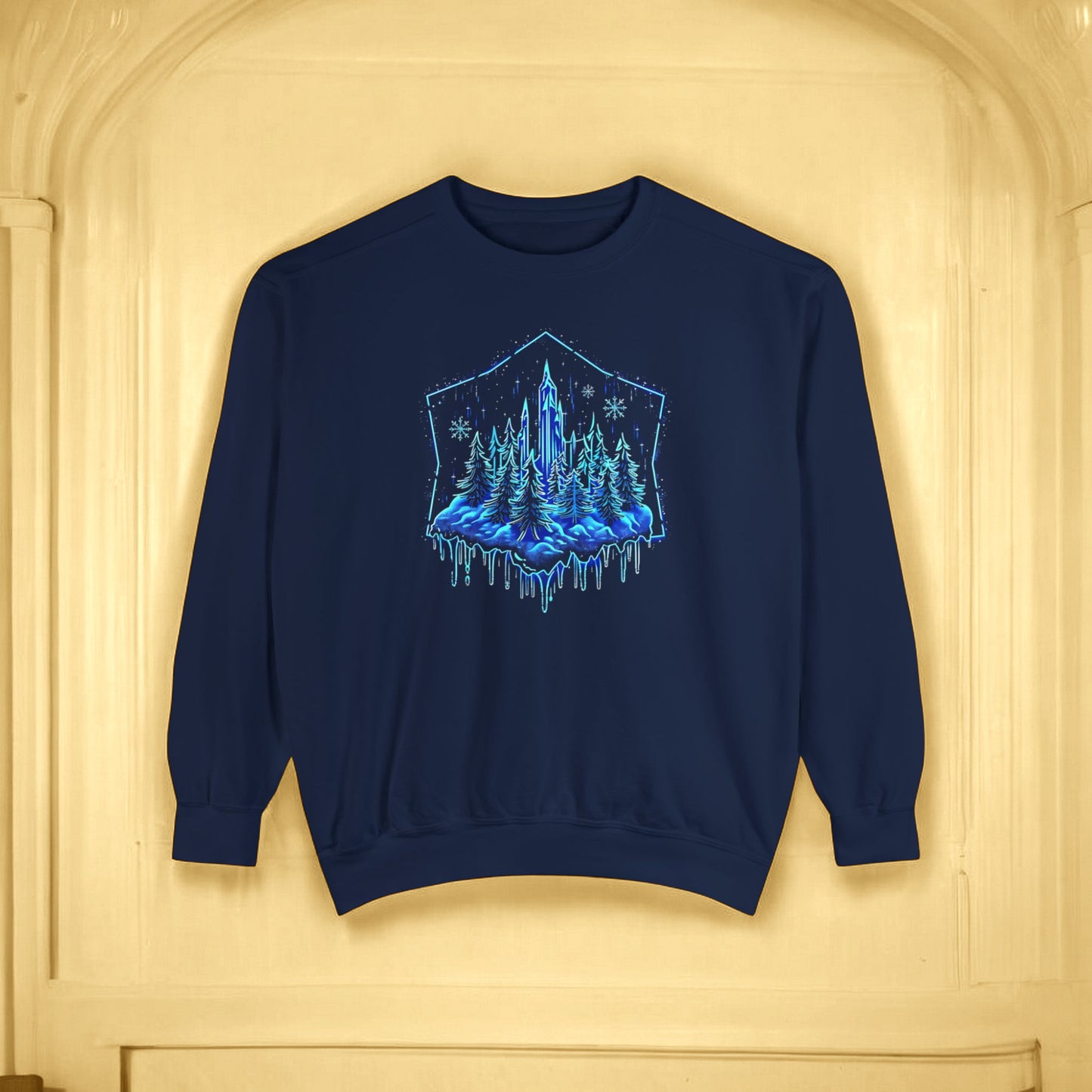 Snowflake Winter Snow Unisex Garment-Dyed Sweatshirt - Magical Night Starry Sky Nature Adventure Holiday - Autumn Fall T-shirt - Nature Gift