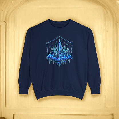 Snowflake Winter Snow Unisex Garment-Dyed Sweatshirt - Magical Night Starry Sky Nature Adventure Holiday - Autumn Fall T-shirt - Nature Gift