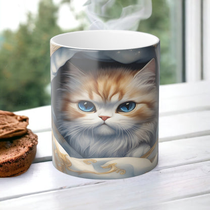 Enchanting Cat Kitten Heat Sensitive Mug - Lovely Pet Magic Morphing Mug 11oz - Coffee Tea Cup - Perfect Gift for Pet Lovers 12