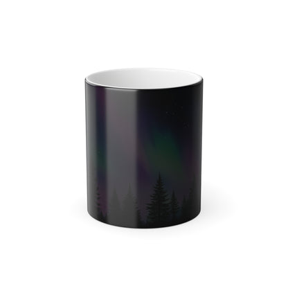Enchanting Aurora Borealis Heat Sensitive Mug - Northern Lights Magic Color Morphing Mug 11oz - Heat Reactive Night Sky Coffee Cup - Perfect Gift for Nature Lovers 11
