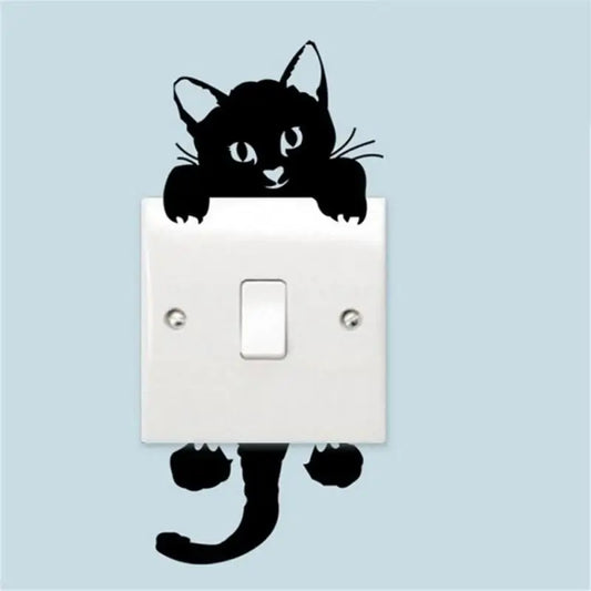 Funny Cute Cat Dog Switch Stickers Wall Cartoon Luminous Switch Sticker Glow In The Dark Wall Home Bedroom Parlor Decoration
