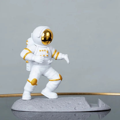 Astronaut Mobile Phone Stand Holder Spaceman Sculpture Desk Decoration Smartphone Bracket Home Ornaments for Space Enthusiasts