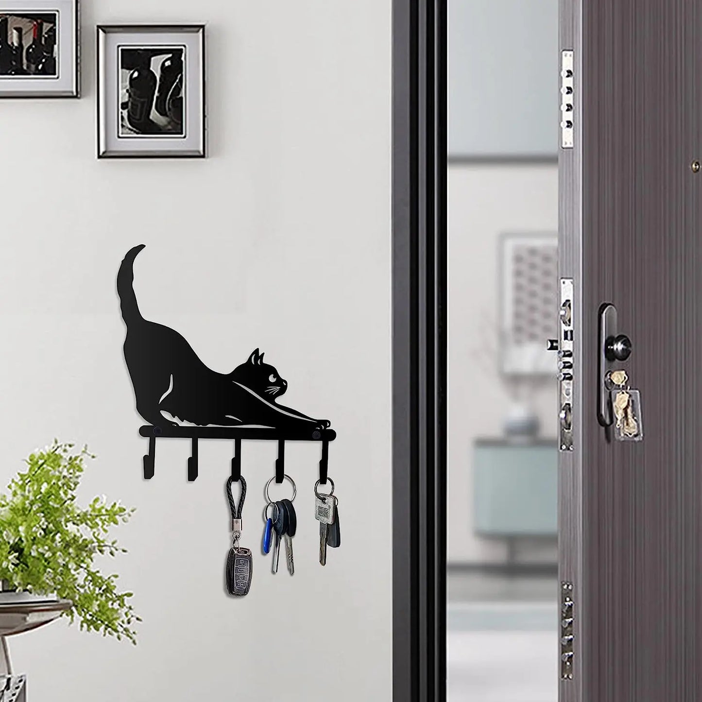 Mini décoration de maison en métal pour chat, crochet mural robuste, petit porte-clés pour mur, support mural pour porte-manteau, organisateur de chapeaux suspendus pour chambre à coucher