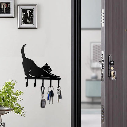 Mini Metal Cat Home Décor, Heavy Duty Wall Hook, Small Key Holder for Wall, Coat Rack Wall Mount, Bedroom Hanging Hat Organizer