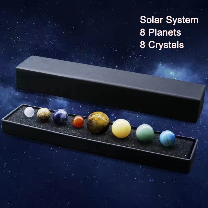 Natural Crystal 8 9 Planets Ball Solar Sun System Rock Quartz Stones Beads  Sphere Galaxy Model Globe Space Cosmos