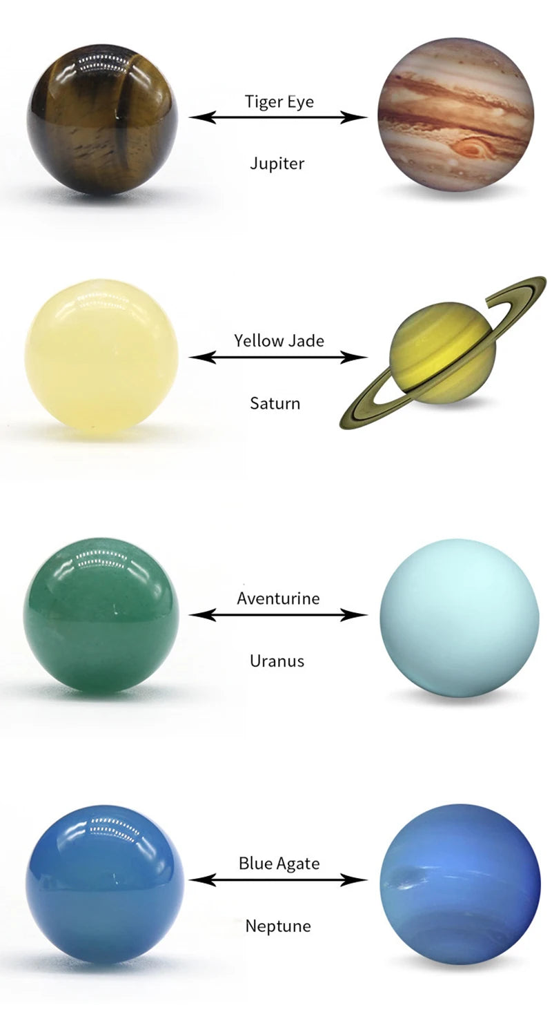 Planetary Rocks Natural Crystal Planets Ball: Solar System Model in Quartz Stones ...