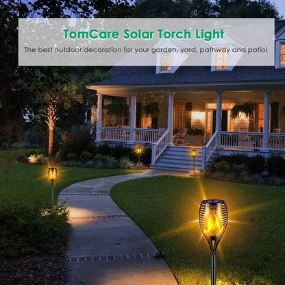 1-10Pack Solar Flame Light Outdoor 96/12 LEDs Flickering Torch Waterproof Night Lamp Garden Decoration for Lawn Path Yard Patio