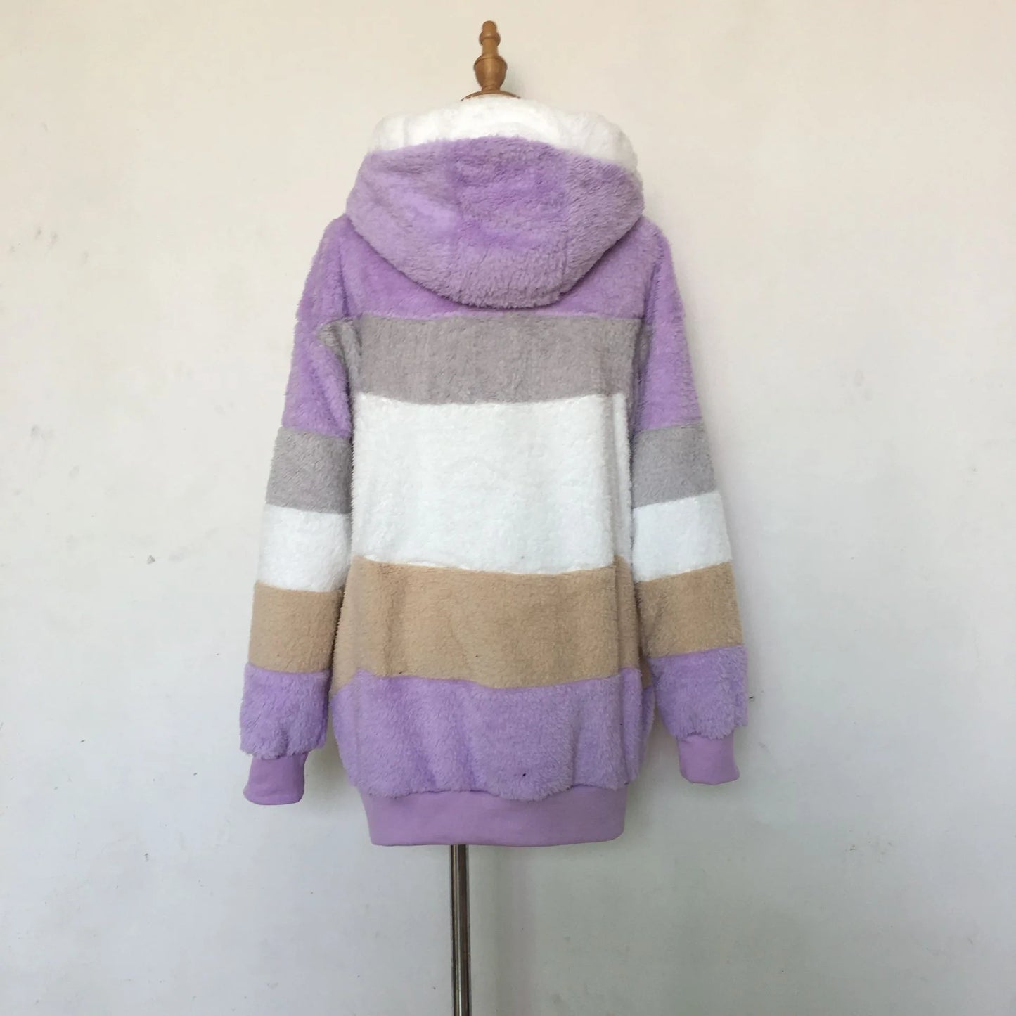 Oversized Jacket for Women 2024 New Autumn Winter Warm Plush Pocket Hooded Streetwear Loose Lady Outerwear Coat Roupas Feminina