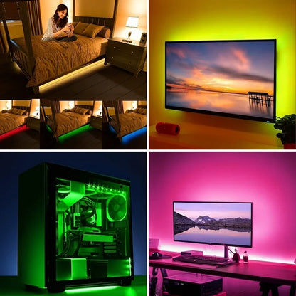 Lumière Led multicolore 5050 RGB avec prise USB, 5M, 24 touches, lumière de fond TV, Bar, salle de jeux, décoration de fête familiale, veilleuse