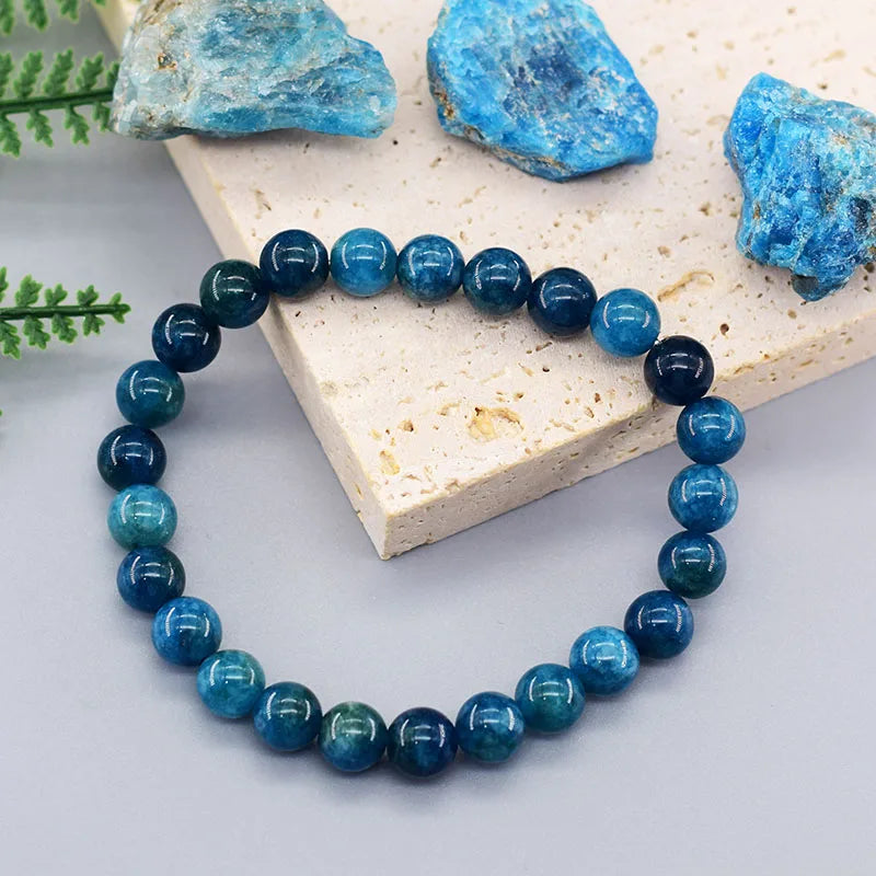 Original Natural Beads Bracelets Men Women Artistic Stone Masterpiece Jewelry Blue Apatite Amazonite Onyx Amethyst Gifts For Him Her Summer Fashion