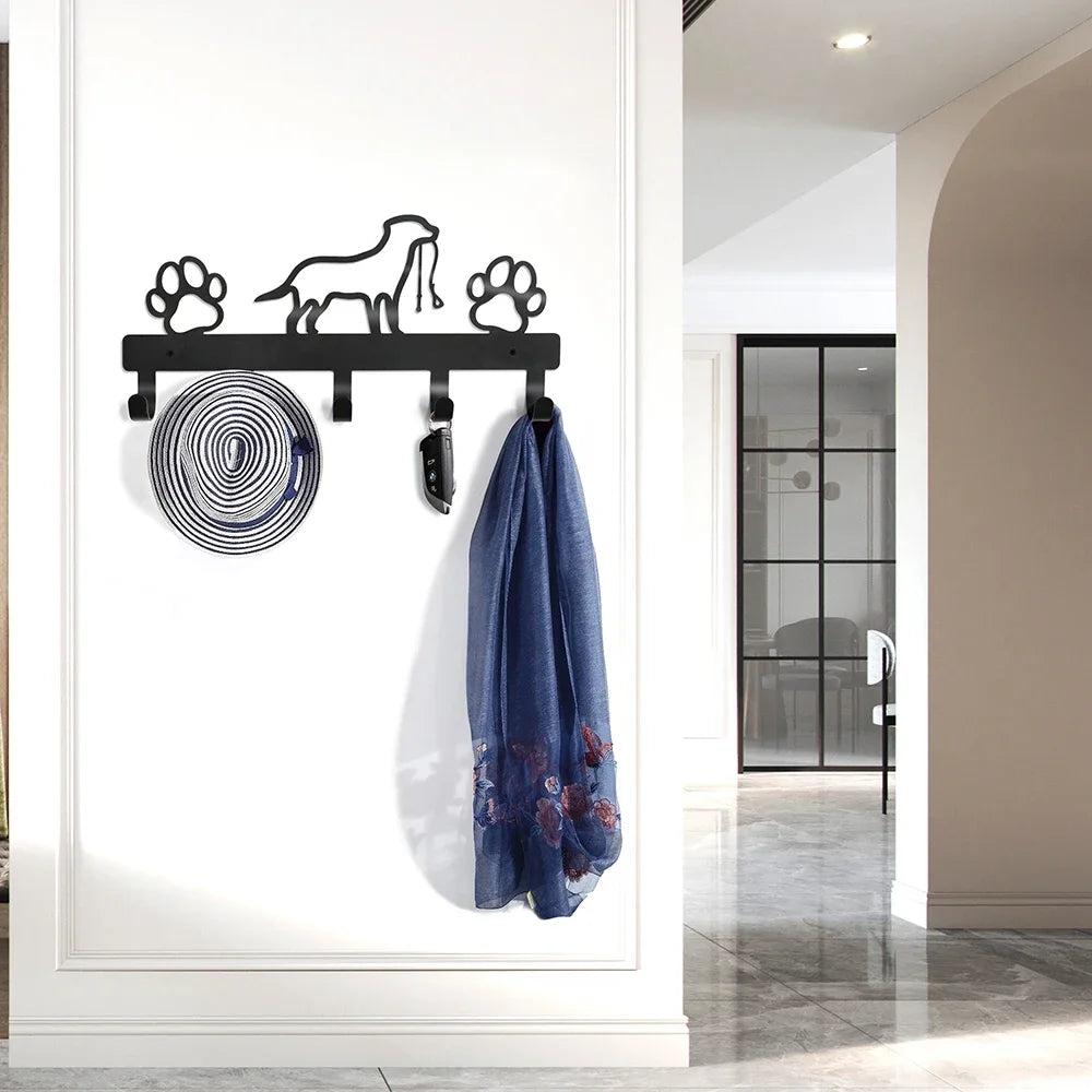 5 Hooks Metal Paw Pet Dog Hanger Coat Key Lead Leash Wall Rack Holder Organizer, Towel Rack Organizer, Storage rack