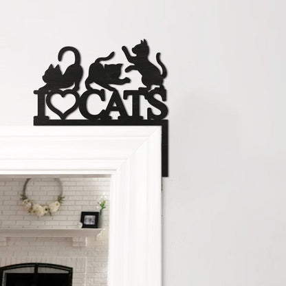 1pc Black Wooden Cat Pattern Door Frame Decoration Suitable for Door Frame Window Decoration Artwork