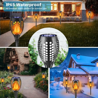 1-10Pack Solar Flame Light Outdoor 96/12 LEDs Flickering Torch Waterproof Night Lamp Garden Decoration for Lawn Path Yard Patio