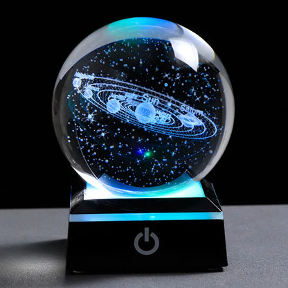 3D Crystal Ball Laser Engraved Planet Crystal Ball Solar System Globe Astronomy Gift  Birthday Gift Glass Sphere Home Decoration