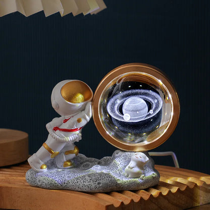 3D Creative Astronaut Crystal Ball Led Night Light for Children Bedroom Planet Space Solar System Lamp USB Kid Gift