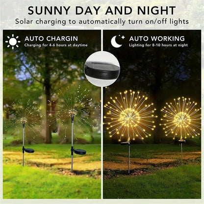 90-200LED feu d'artifice solaire étanche en plein air 8 Modes d'éclairage fée chaîne lumière lumières solaires décoration de jardin