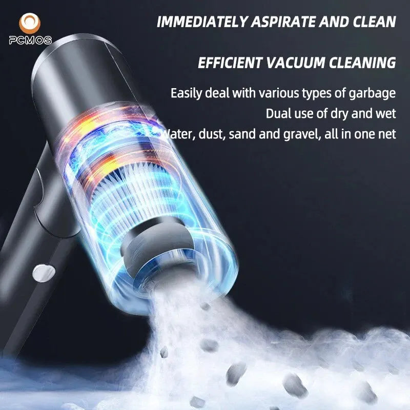 Wireless Vacuum Cleaner Dual Use for Home and Car 120W High Power Powerful Vacuum Cleaner Black PCMOS 1PC