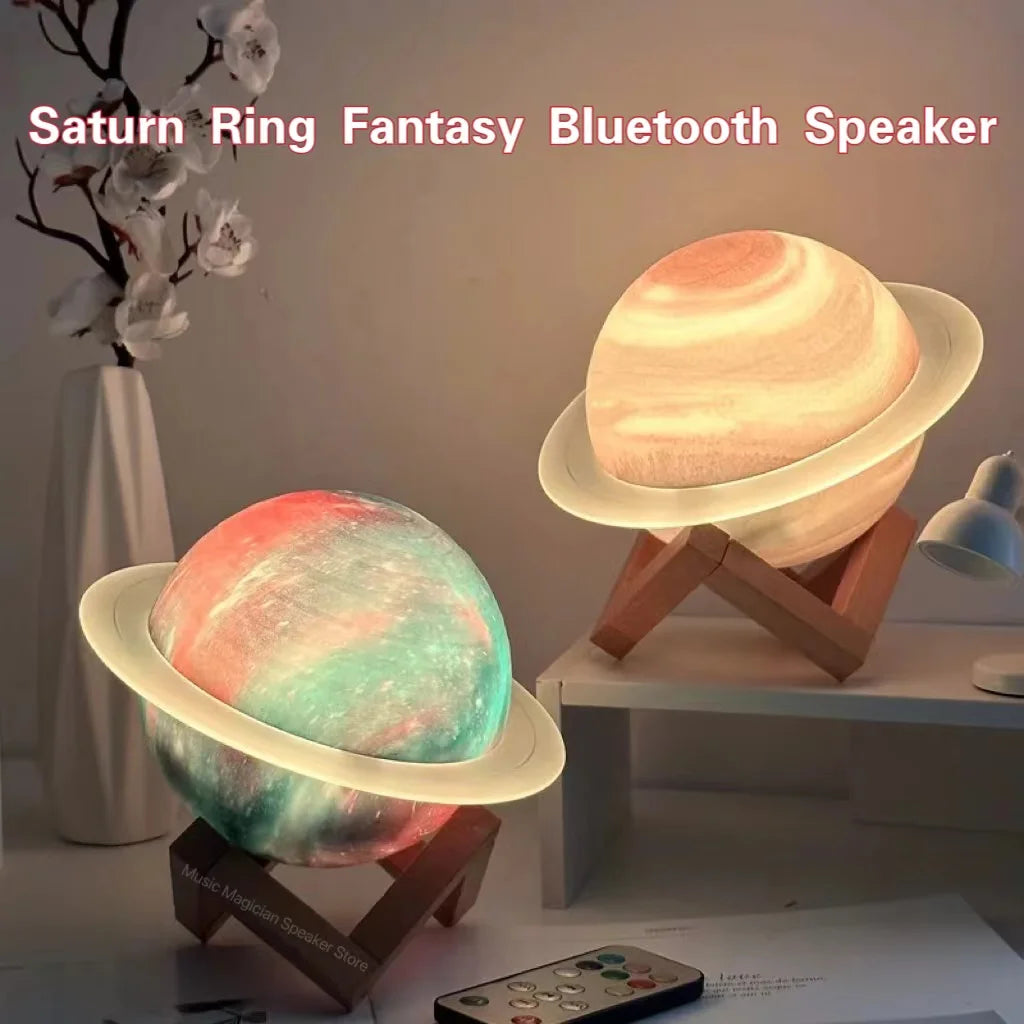 Saturn Ring Bluetooth haut-parleur planète lumière bureau cadeau créatif brillant sans fil décoration caisson de basses veilleuse système sonore