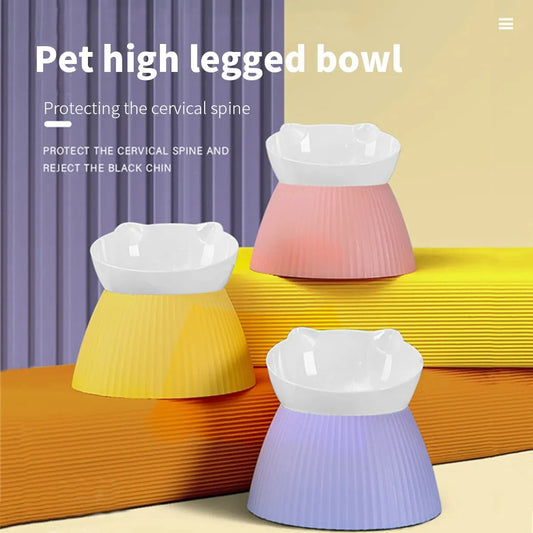 1pc Elevated Cat Bowls with Raised Stand,15 Tilted Cat Design Neck Guard Stand Pet Food Water Feeder Bowl for Cats Or Small Dogs