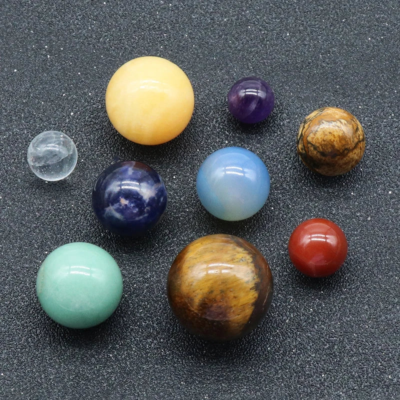 Natural Crystal 8 9 Planets Ball Solar Sun System Rock Quartz Stones Beads  Sphere Galaxy Model Globe Space Cosmos