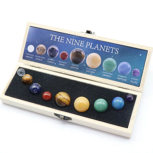 Natural Crystal 8 9 Planets Ball Solar Sun System Rock Quartz Stones Beads  Sphere Galaxy Model Globe Space Cosmos