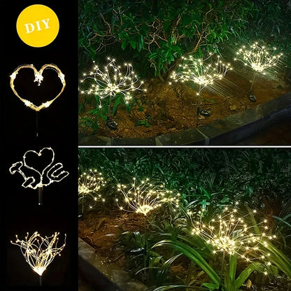 90-200LED feu d'artifice solaire étanche en plein air 8 Modes d'éclairage fée chaîne lumière lumières solaires décoration de jardin