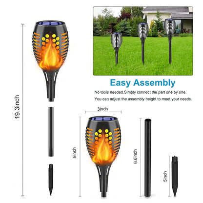 1-10Pack Solar Flame Light Outdoor 96/12 LEDs Flickering Torch Waterproof Night Lamp Garden Decoration for Lawn Path Yard Patio