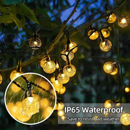 Guirlande solaire Globe LED en cristal, 60 LED, 8 Modes d'éclairage, IP65, guirlande lumineuse féerique pour décoration de fête de jardin, 1 pièce/2 pièces