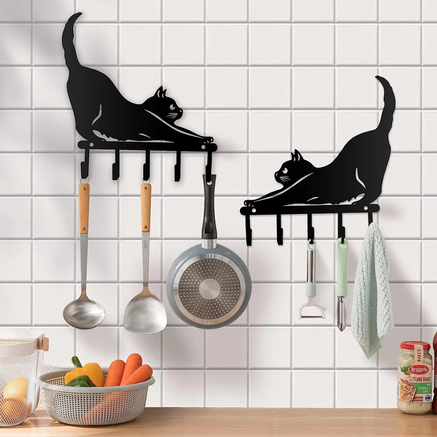 Mini Metal Cat Home Décor, Heavy Duty Wall Hook, Small Key Holder for Wall, Coat Rack Wall Mount, Bedroom Hanging Hat Organizer