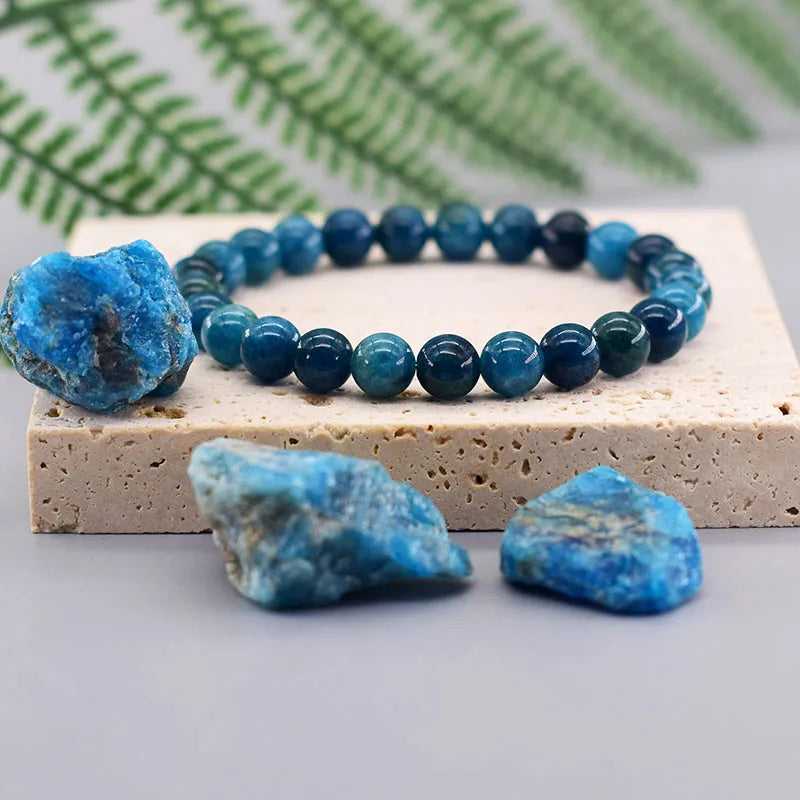 Original Natural Beads Bracelets Men Women Artistic Stone Masterpiece Jewelry Blue Apatite Amazonite Onyx Amethyst Gifts For Him Her Summer Fashion