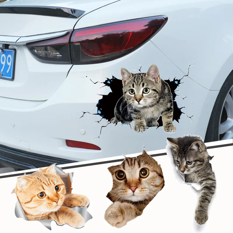 3t Cat Sticker Creative 3D Cat Car Stickers - Funny, Decorative, Scratch-Masking ...