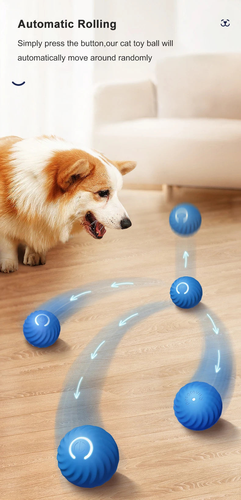 Intelligent Interactive Pet Toy - Smart Dog Toy Ball with Automatic Movement, Bouncing, and Rolling - Perfect Electronic Gift for Puppies and Cats on their Birthday