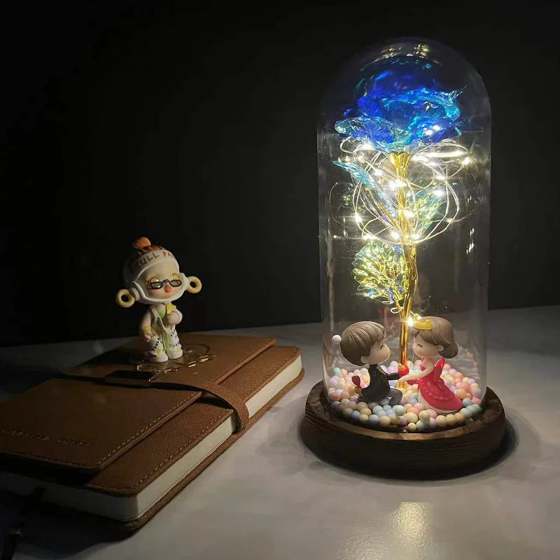 2024 Captivating LED Enchanted Galaxy Rose - Timeless 24K Gold Foil Flower with Magical Fairy String Lights Encased in Glass Dome - Perfect Romantic Gift for Couples, Women, and Girls
