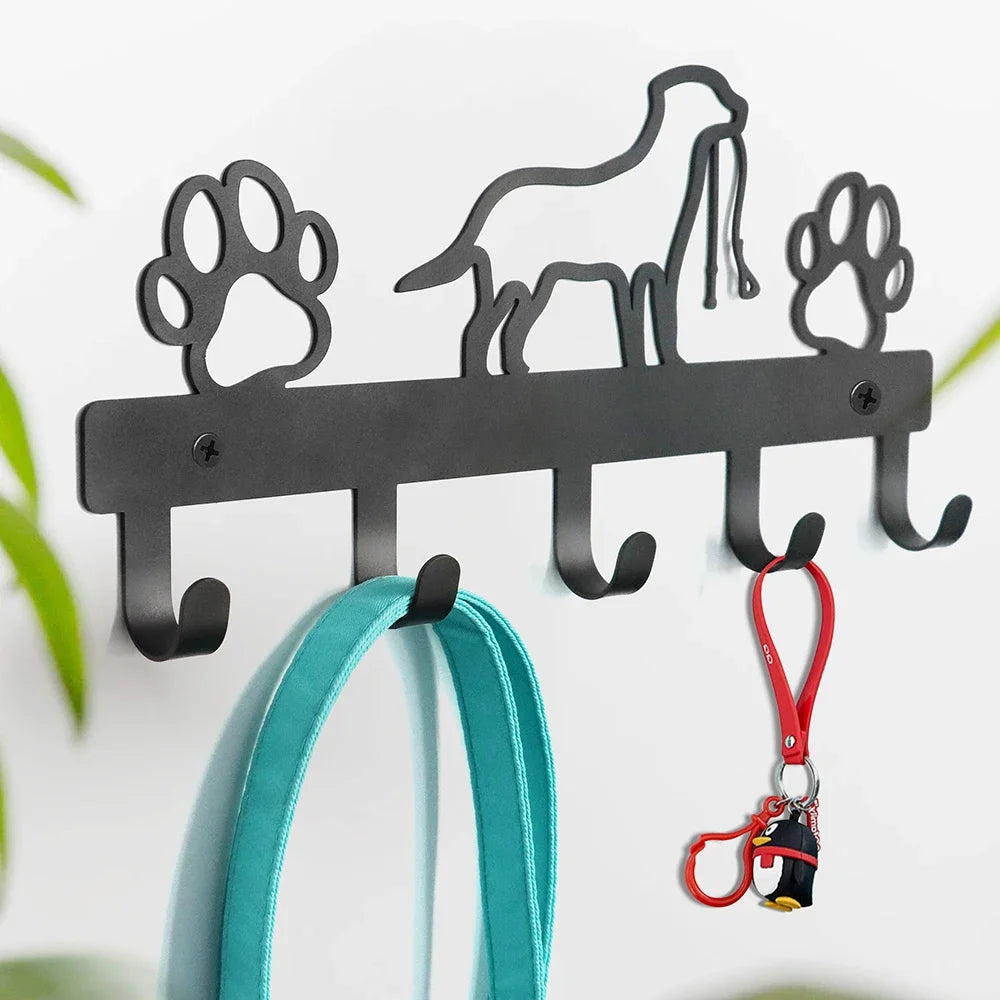 5 Hooks Metal Paw Pet Dog Hanger Coat Key Lead Leash Wall Rack Holder Organizer, Towel Rack Organizer, Storage rack