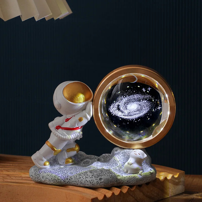 3D Creative Astronaut Crystal Ball Led Night Light for Children Bedroom Planet Space Solar System Lamp USB Kid Gift