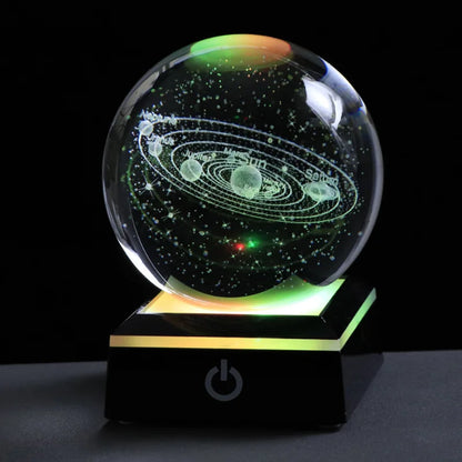 3D Crystal Ball Laser Engraved Planet Crystal Ball Solar System Globe Astronomy Gift  Birthday Gift Glass Sphere Home Decoration