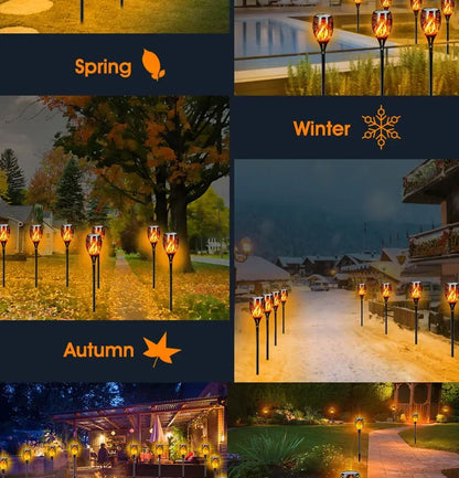 1-10Pack Solar Flame Light Outdoor 96/12 LEDs Flickering Torch Waterproof Night Lamp Garden Decoration for Lawn Path Yard Patio