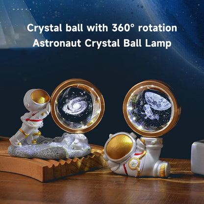 3D Creative Astronaut Crystal Ball Led Night Light for Children Bedroom Planet Space Solar System Lamp USB Kid Gift