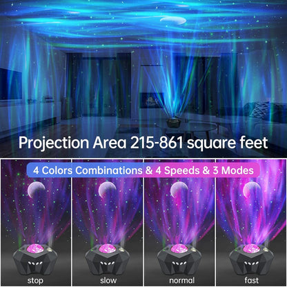 Star Lights Aurora Galaxy Moon Projector with Remote Control Sky Night Lamps Kids Adults Gift Bluetooth Music Speaker Home Decor