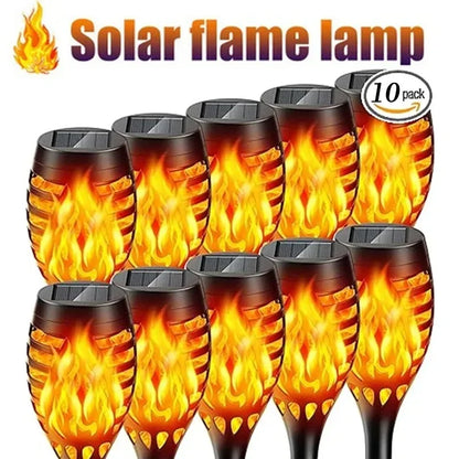 1-10Pack Solar Flame Light Outdoor 96/12 LEDs Flickering Torch Waterproof Night Lamp Garden Decoration for Lawn Path Yard Patio