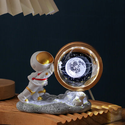 3D Creative Astronaut Crystal Ball Led Night Light for Children Bedroom Planet Space Solar System Lamp USB Kid Gift