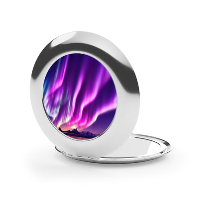 Unique Aurora Borealis Compact Travel Mirror - Northern Light Travel Accessories - Glossy Makeup Gadget - Perfect Aurora Lovers Gift 2