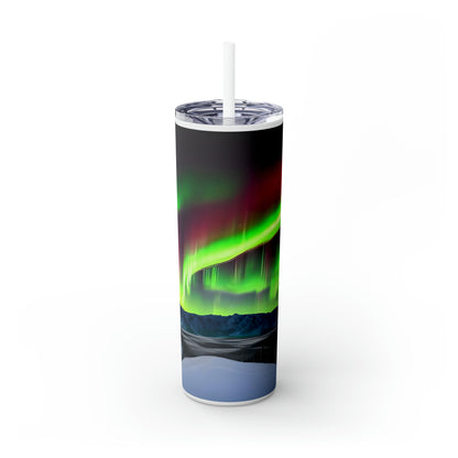 Unique Aurora Borealis Skinny Tumbler with Straw - Northern Light Travel Accessories - Stainless Steel Tumblers - Perfect Aurora Lovers Gift 9