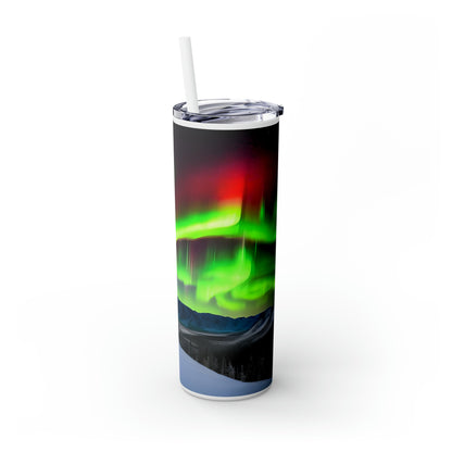 Unique Aurora Borealis Skinny Tumbler with Straw - Northern Light Travel Accessories - Stainless Steel Tumblers - Perfect Aurora Lovers Gift 9