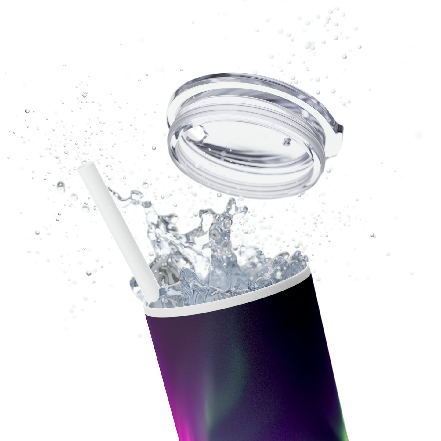 Unique Aurora Borealis Skinny Tumbler with Straw - Northern Light Travel Accessories - Stainless Steel Tumblers - Perfect Aurora Lovers Gift 10