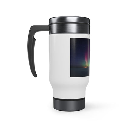 Unique Aurora Borealis Travel Mug with Handle 14oz  - Northern Light Travel Accessories - Stainless Steel Mugs - Perfect Aurora Lovers Gift 11