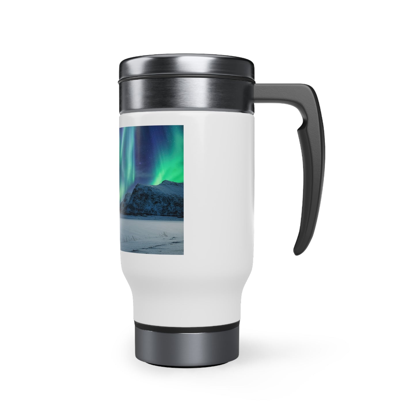 Unique Aurora Borealis Travel Mug with Handle 14oz  - Northern Light Travel Accessories - Stainless Steel Mugs - Perfect Aurora Lovers Gift 13