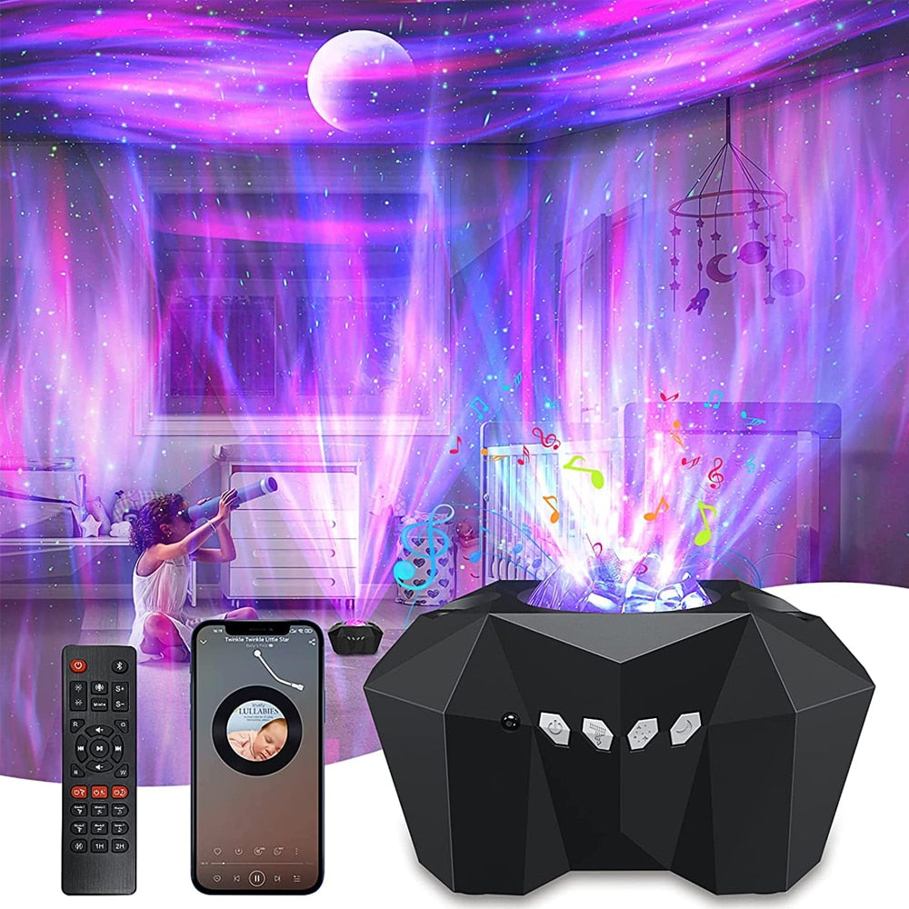 Star Lights Aurora Galaxy Moon Projector with Remote Control Sky Night Lamps Kids Adults Gift Bluetooth Music Speaker Home Decor